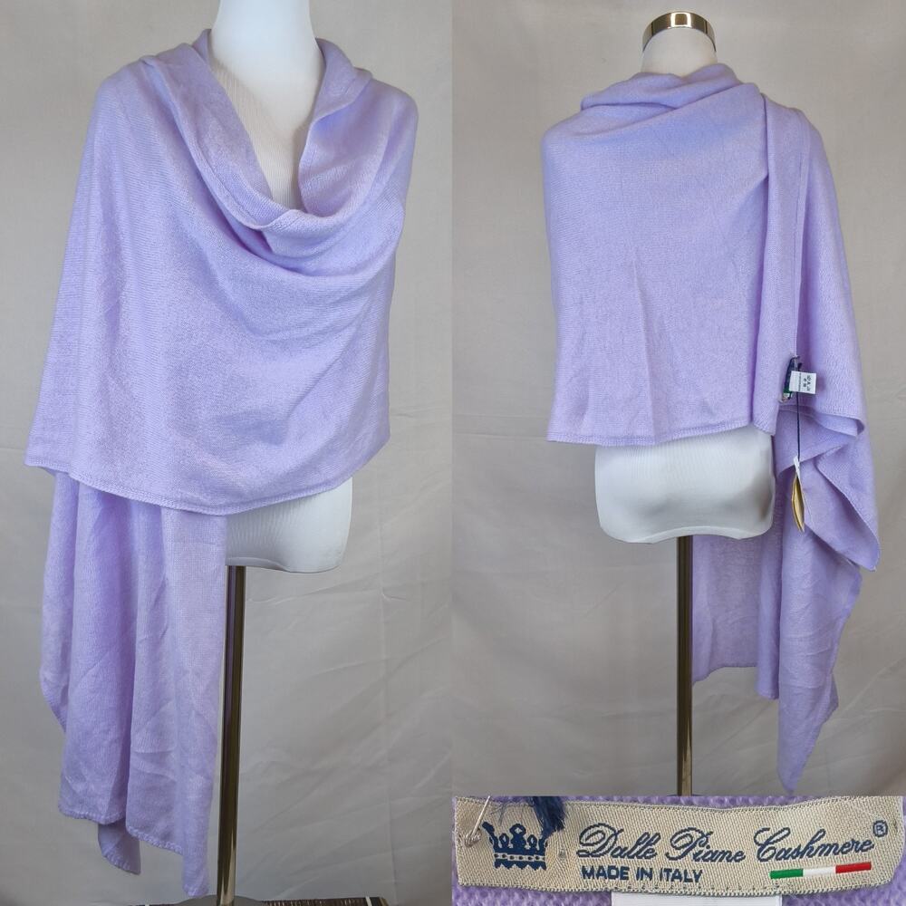 Dalle Paine Cashmere Scarf 100% Cashmere Light Purple Italy NWT (96"x48") #W5551